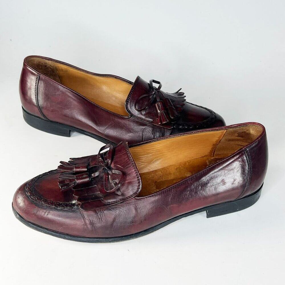 Johnston & Murphy Leather Tassel Slip-on Loafer Dress Shoes Brown Men 9.5